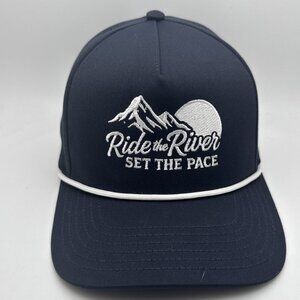 Ride The River Set The Pace SnapBack Hat Cap Rope Breathable Blue